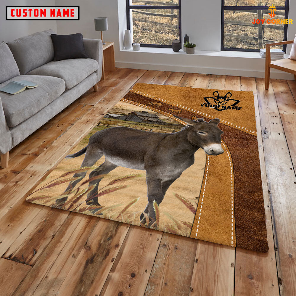 Donkey Farming Brown Personalized Name 3D Rug