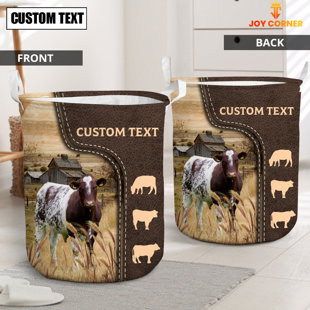 Shorthorn Custom Name Leather Pattern Laundry Basket