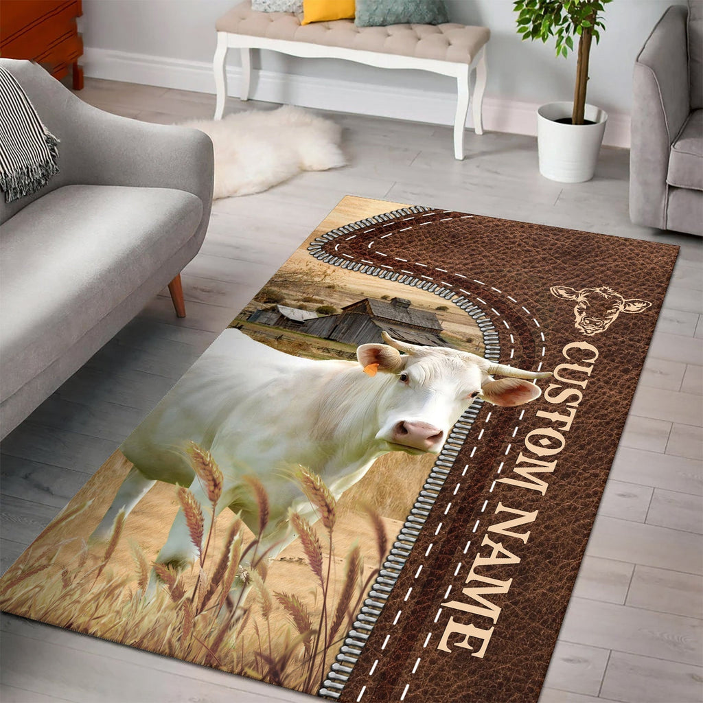 Charolais Farming Personalized Name 3D Rug
