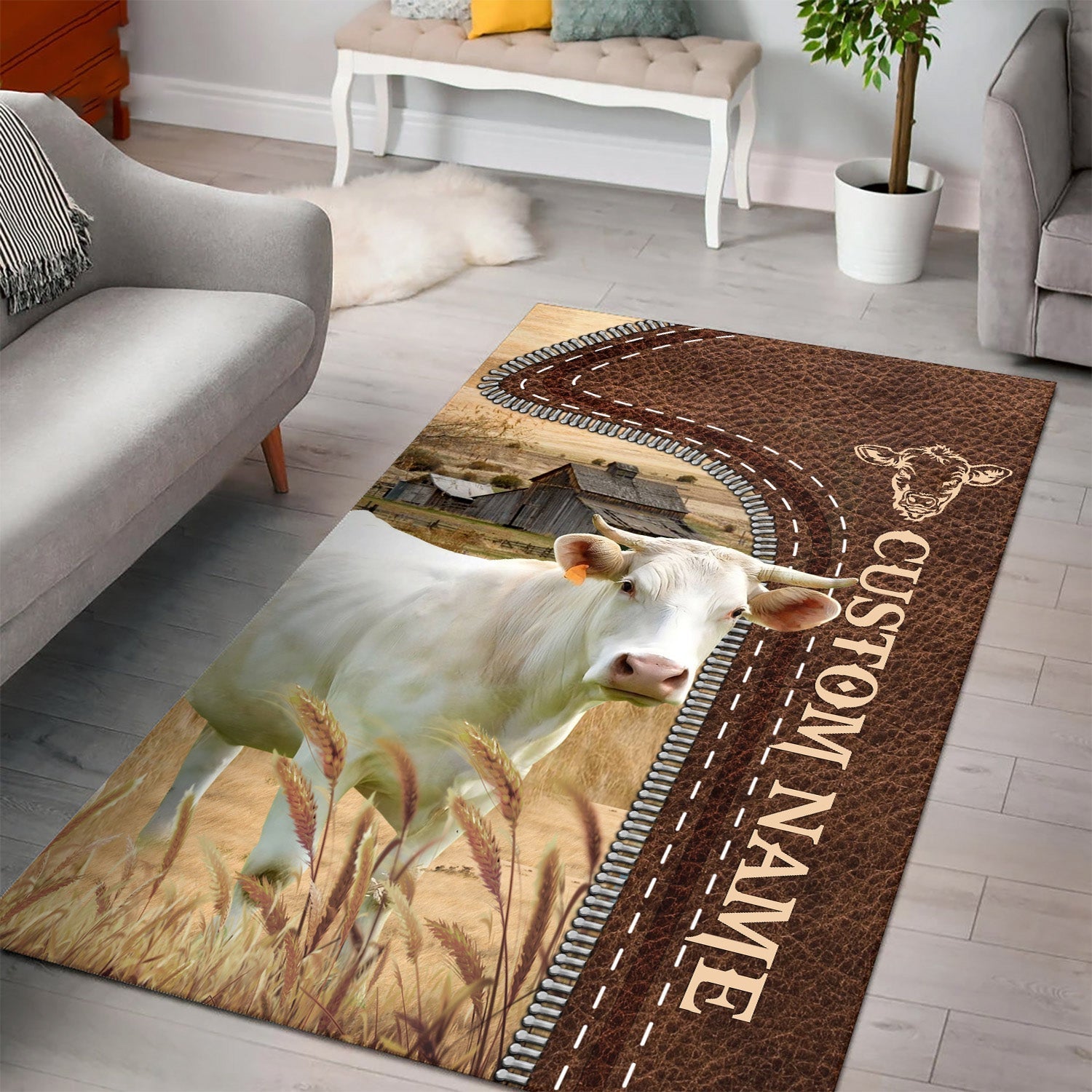 Charolais Farming Personalized Name 3D Rug