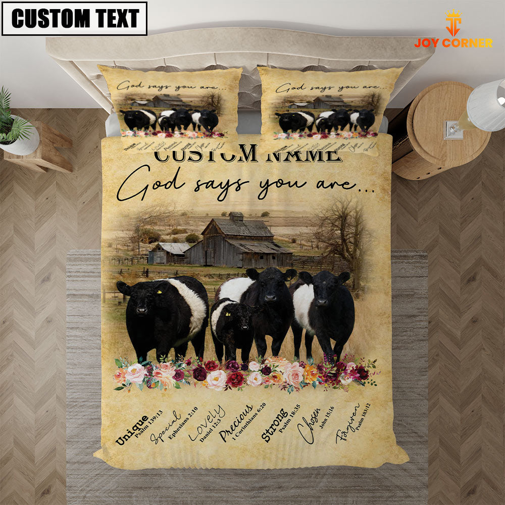 Belted Galloway God Says You Are Custom Name Bedding Set