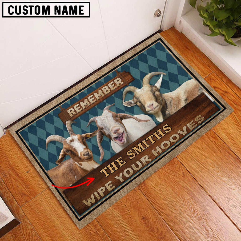 Goat Wipe Your Hooves Custom Name Doormat