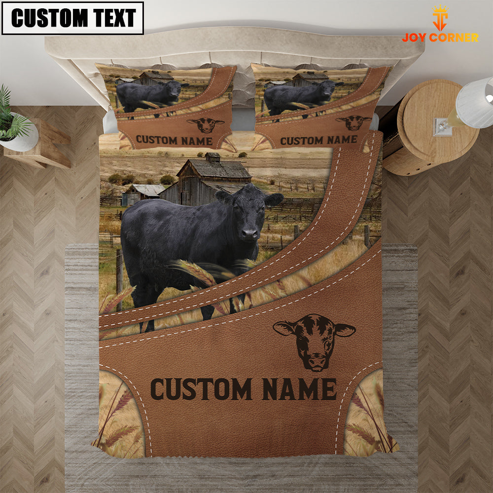 Custom Name Black Angus On Farm Bedding Set