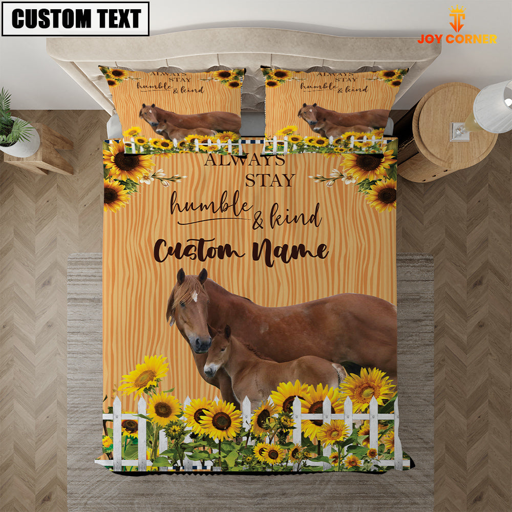 Horse Stay Humble And Kind Custom Name Bedding Set