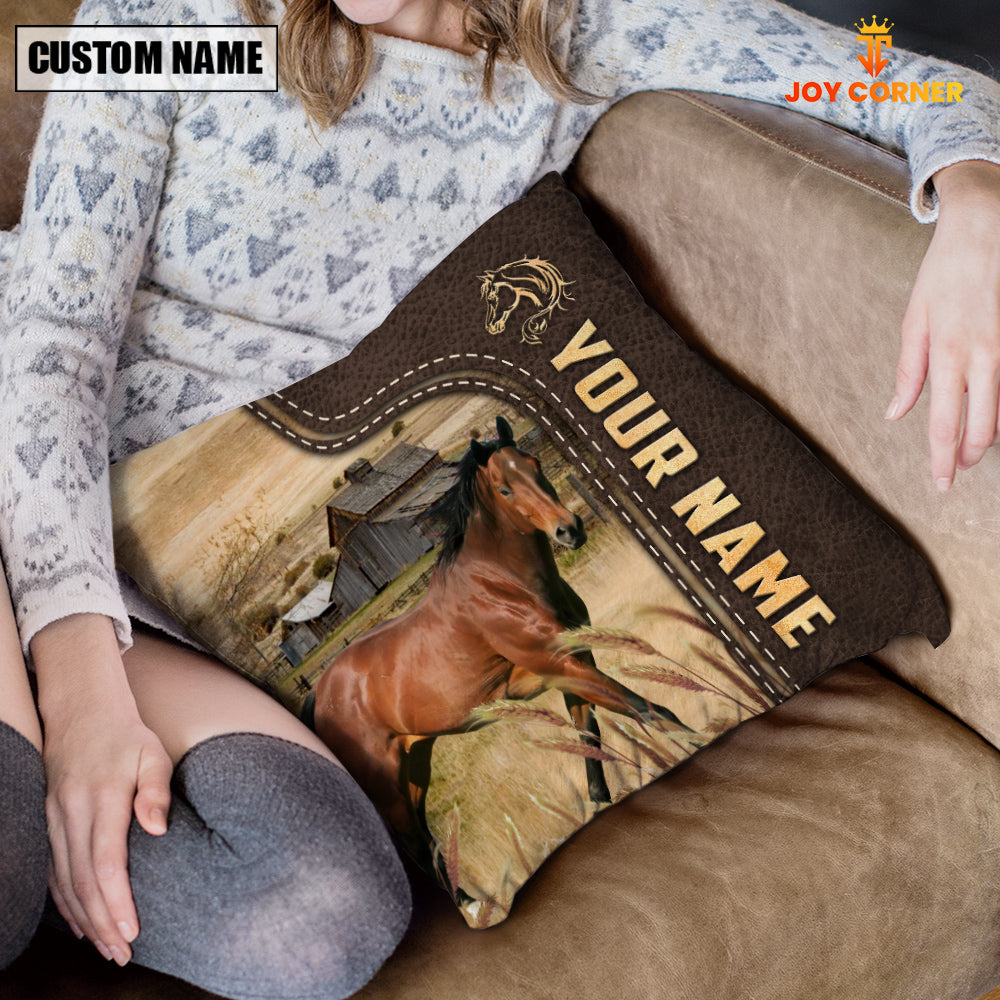 Horse Custom Name Leather Pattern Pillow Case
