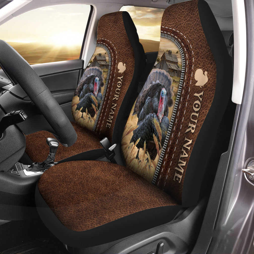 Turkey Personalized Name Leather Pattern Car Seat Covers Universal Fit (2Pcs)
