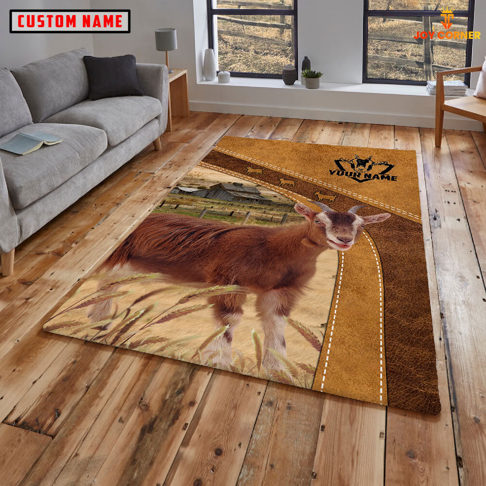 Goat Farming Brown Personalized Name 3D Rug
