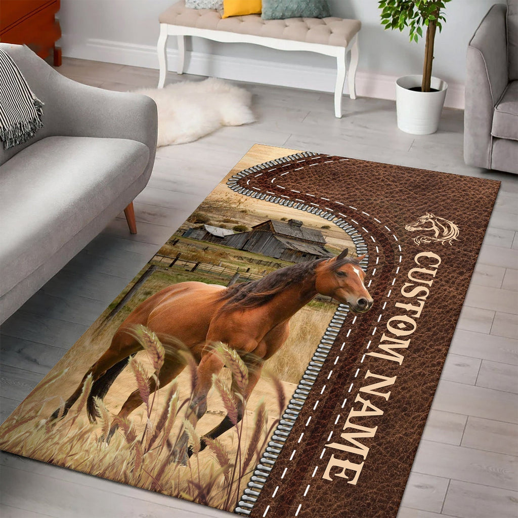 Horse Farming Personalized Name 3D Rug