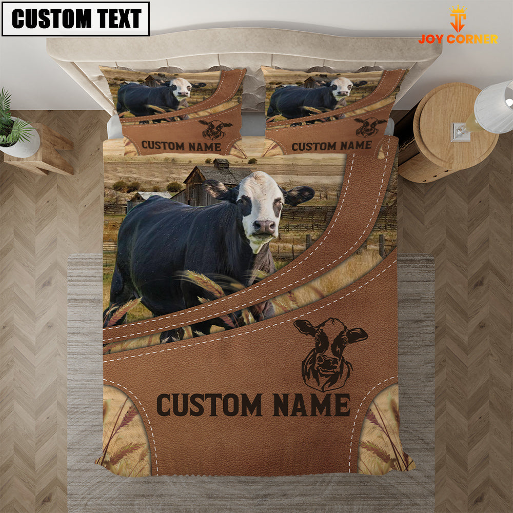 Custom Name Black Baldy On Farm Bedding Set