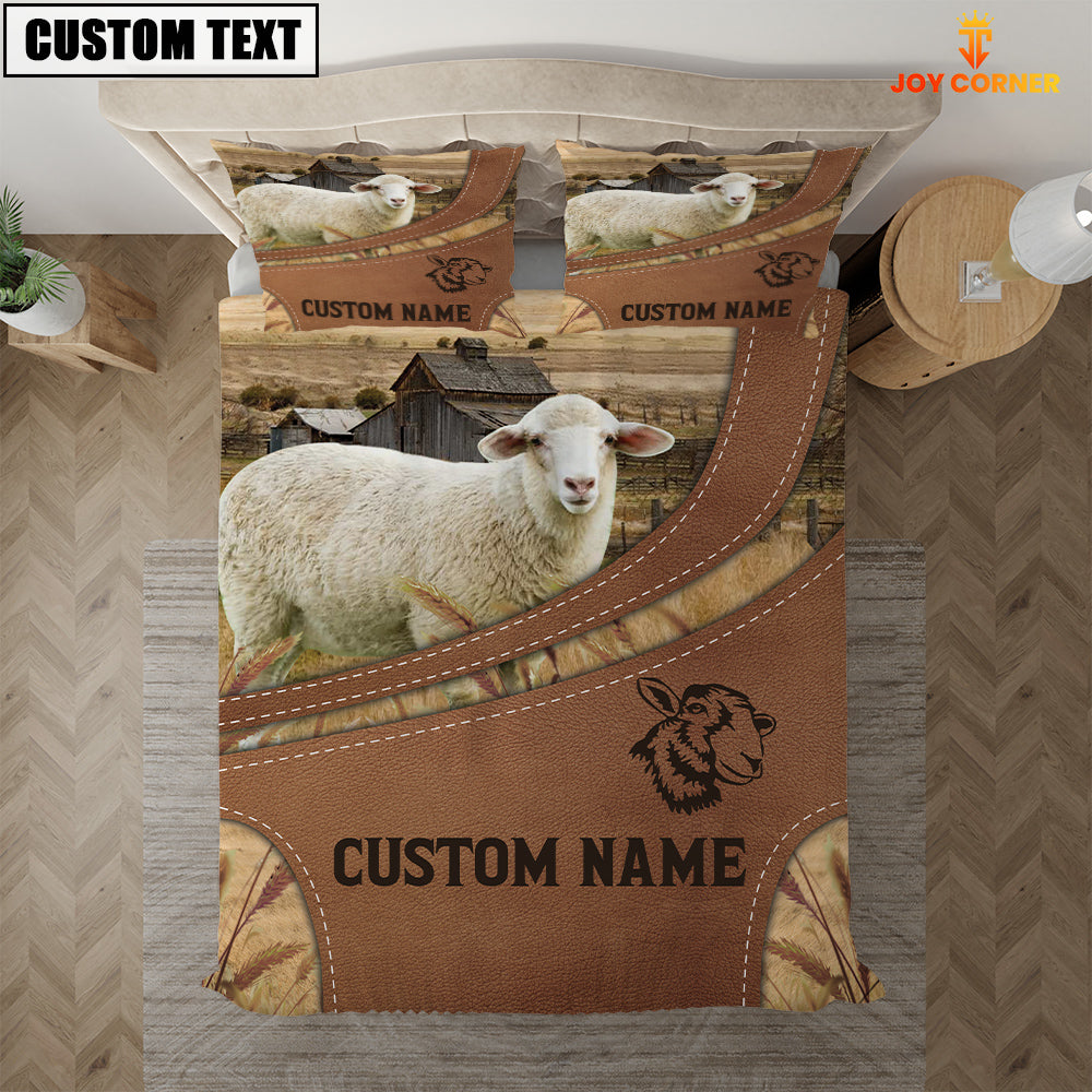 Custom Name Sheep On Farm Bedding Set