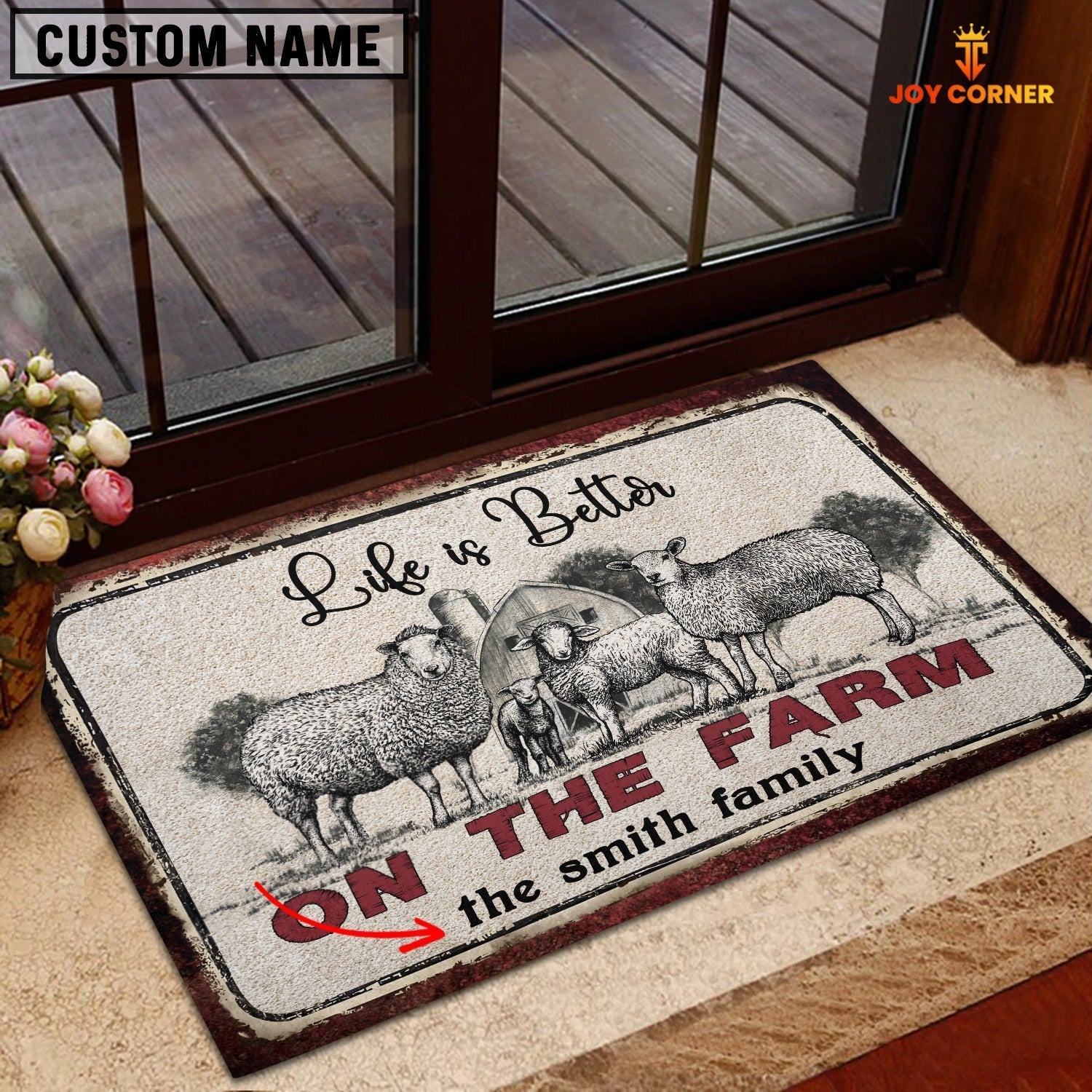 Sheep Life is Better Custom Name Doormat
