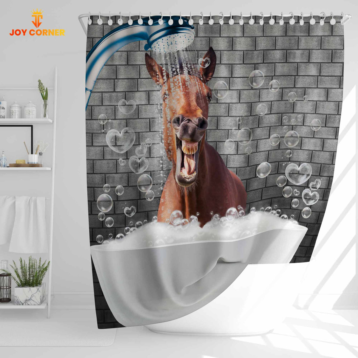 Horse Brick Wall 3D Shower Curtain