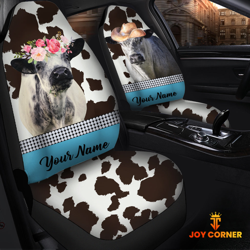 Speckle Park Pattern Customized Name Dairy Cow Car Seat Cover Set