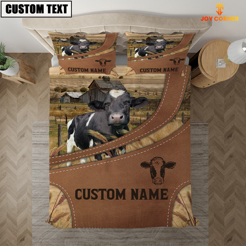 Custom Name Holstein On Farm Bedding Set