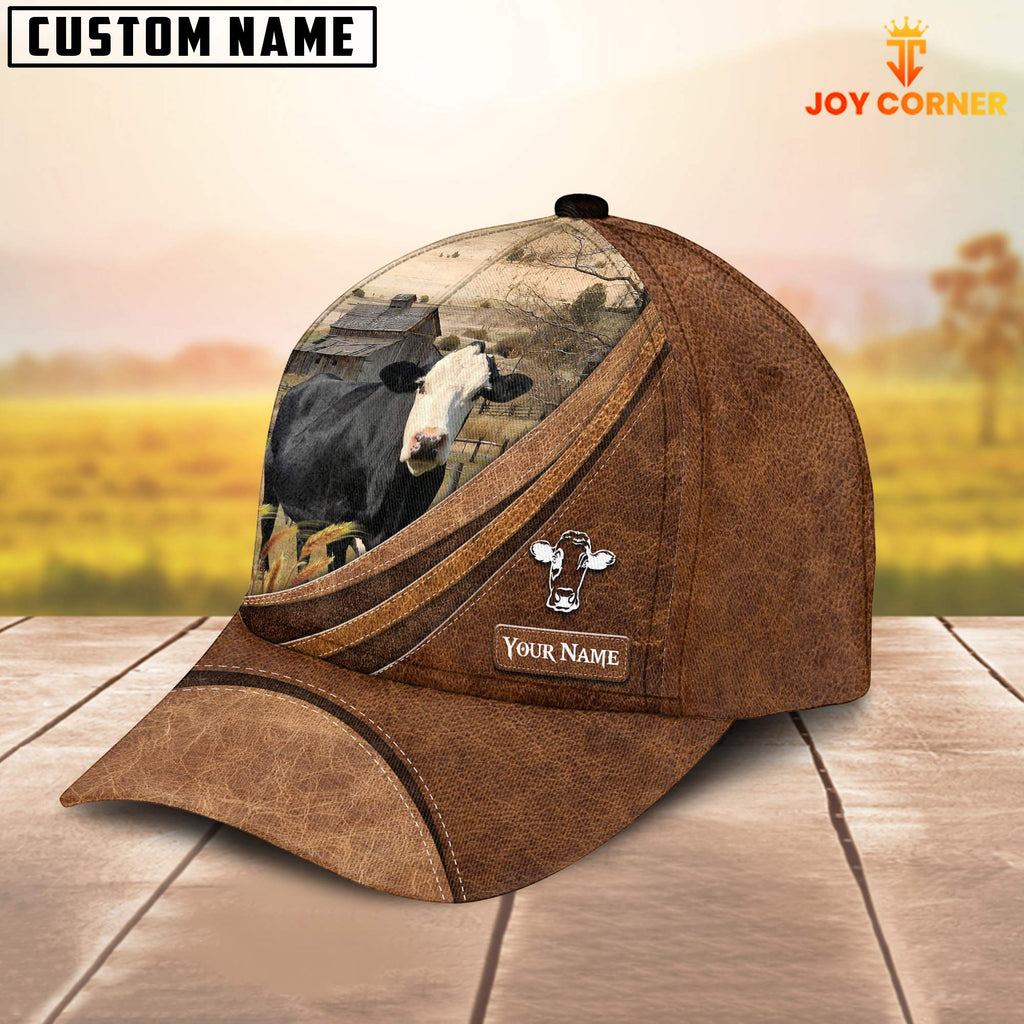 Custom Name Black Baldy Leather Pattern Classic Cap