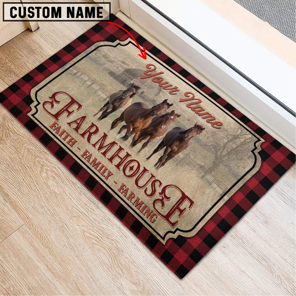 Horse Faith Family Farming Custom Name Doormat