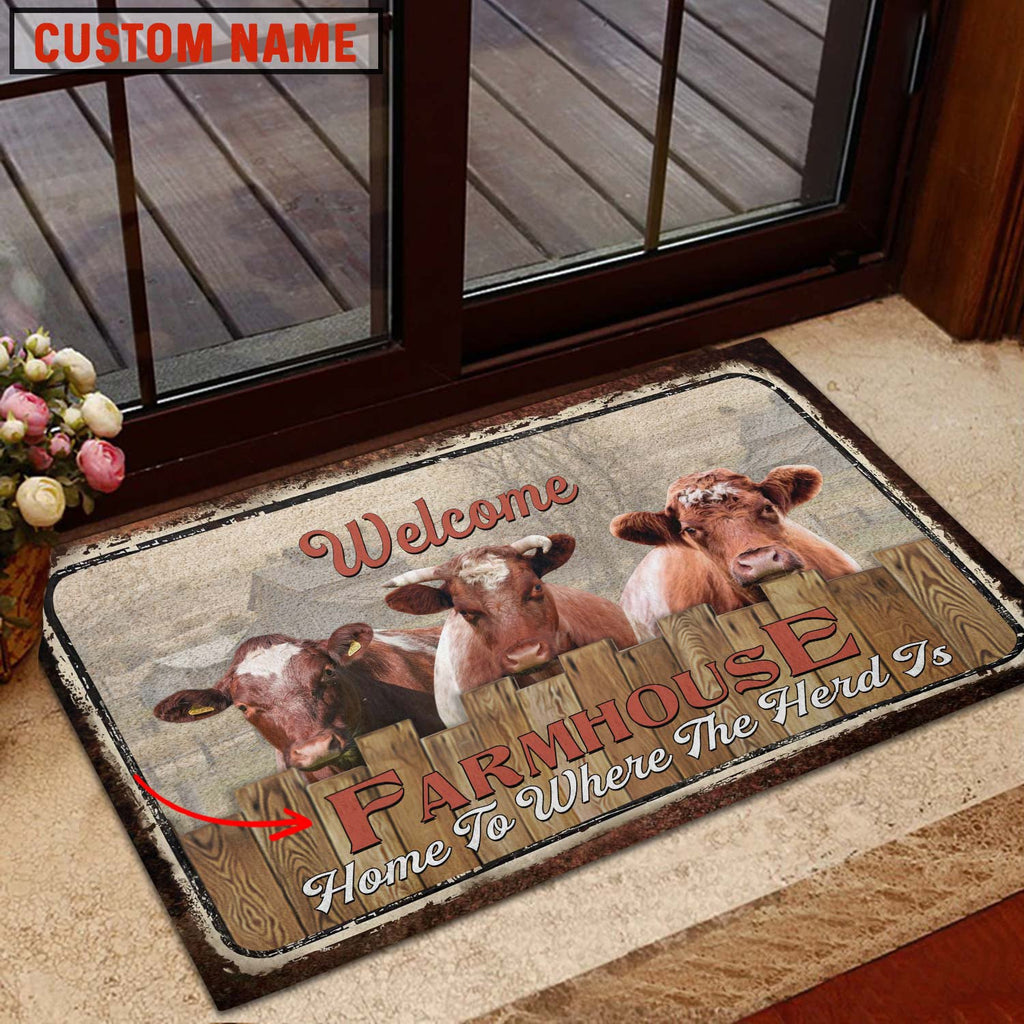 Shorthorn Custom Name - Home To Where The Herd Is FarmHouse Doormat