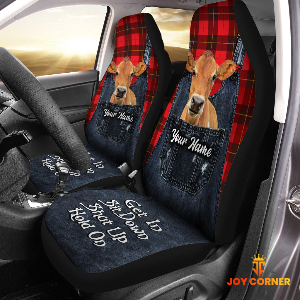 Customized Name Jersey Jean Overalls Pattern Car Seat Covers (2Pcs)