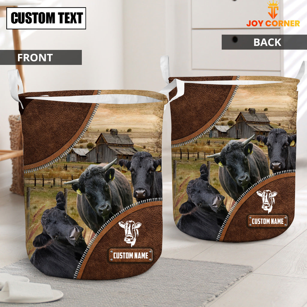 Dexter Cow Custom Name Laundry Basket