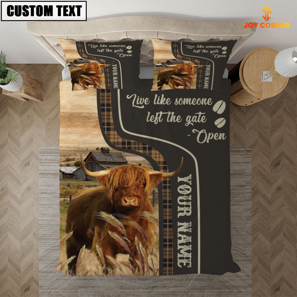 Highland Cattle Like Someone Left The Gate Open Customized Name 3D Bedding Set