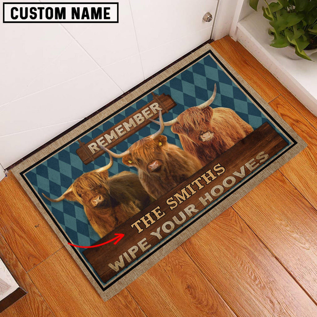 Highland Wipe Your Hooves Custom Name Doormat