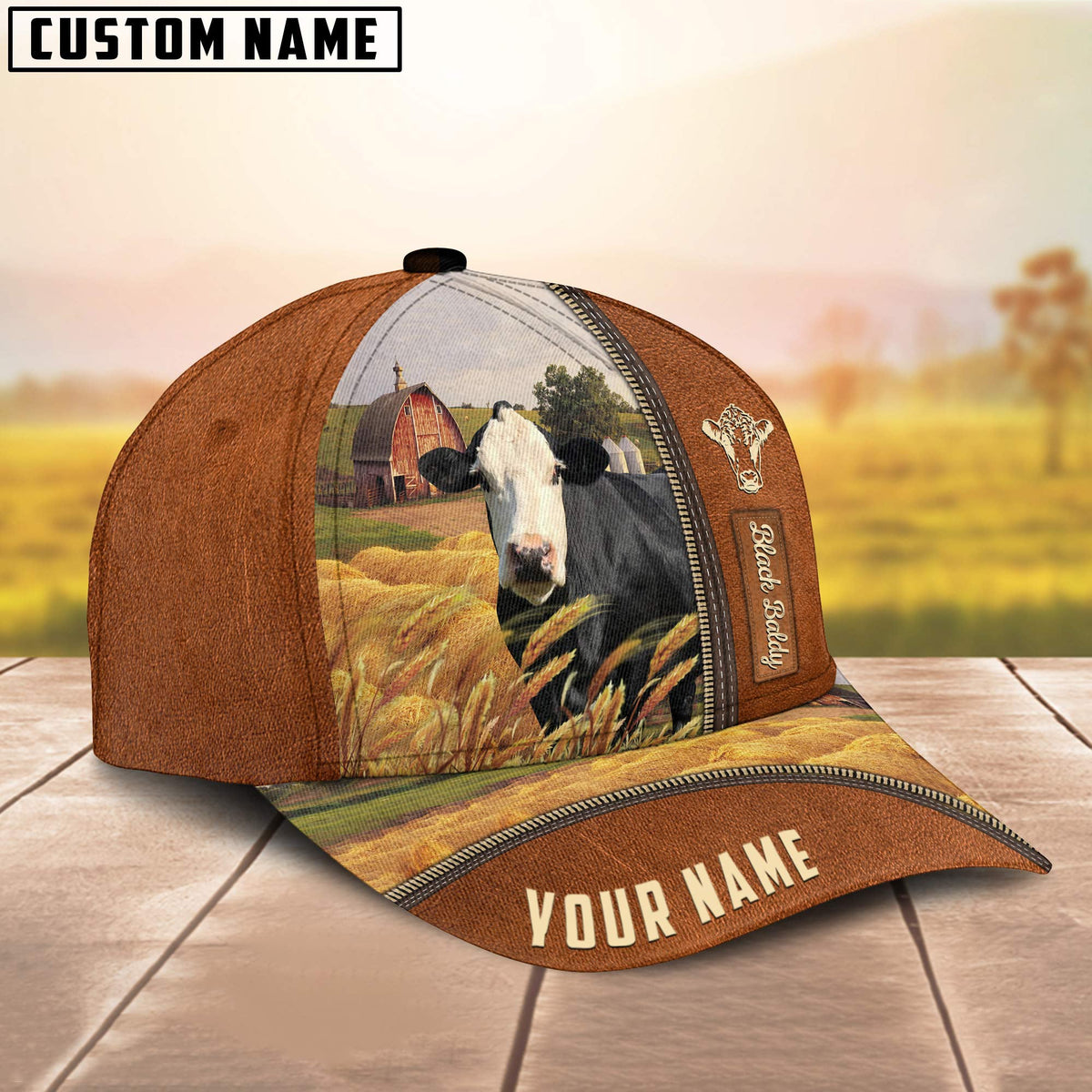 Personalized Name Black Baldy Barn Farm Cap