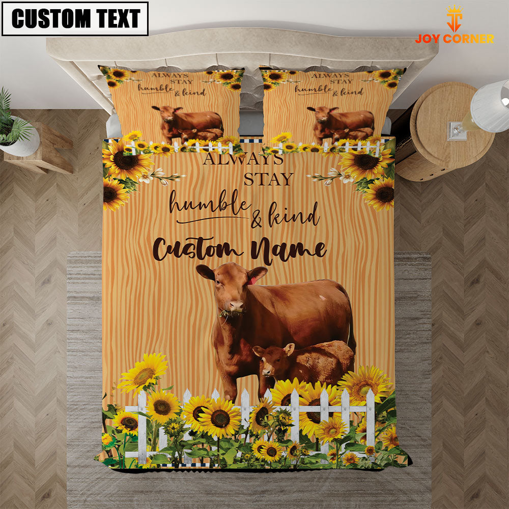 Red Angus Stay Humble And Kind Bedding Set