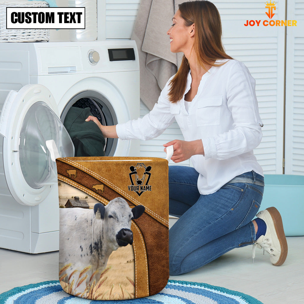 British White Park Cattle Brown Custom Name Basket