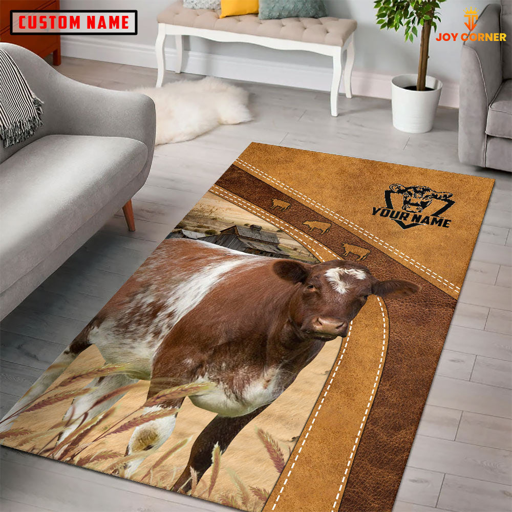 Shorthorn Farming Brown Personalized Name 3D Rug