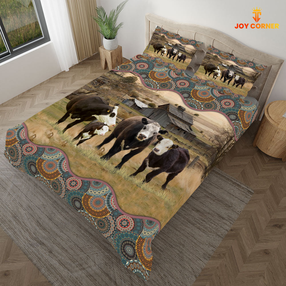 Black Hereford Vintage 3D Bedding Set