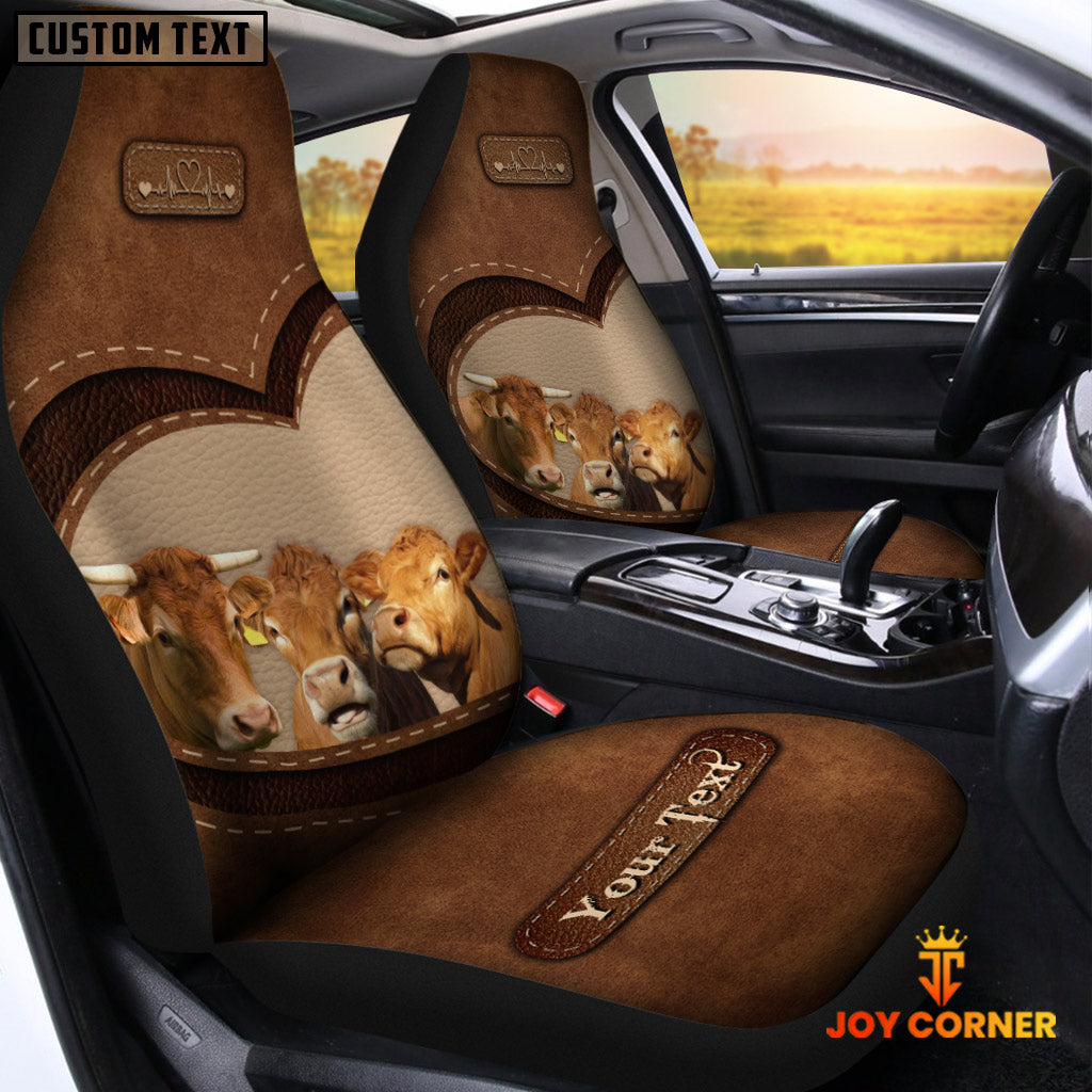 Limousin Pattern Customized Name Heart Car Seat Cover Set