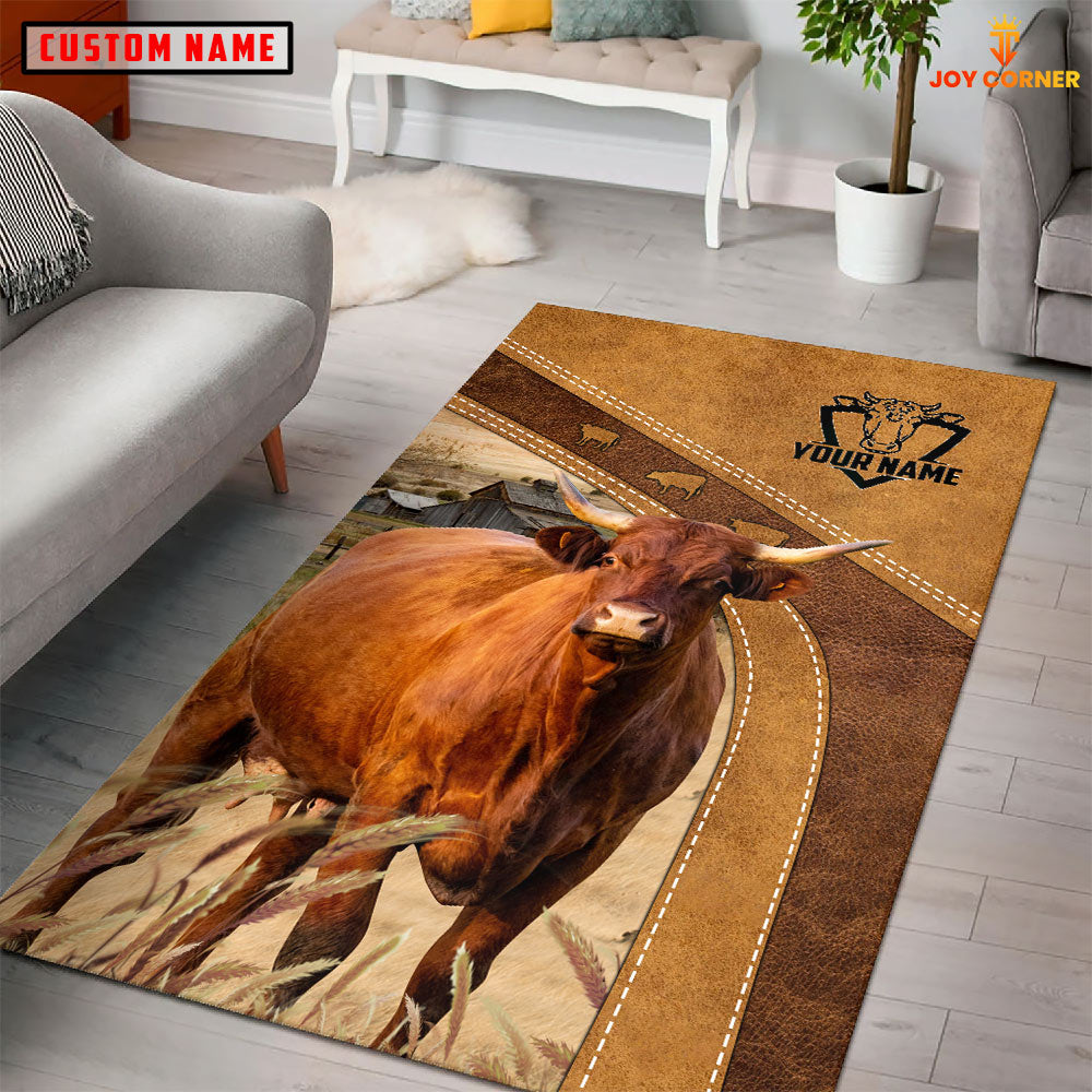 Salers Farming Brown Personalized Name 3D Rug