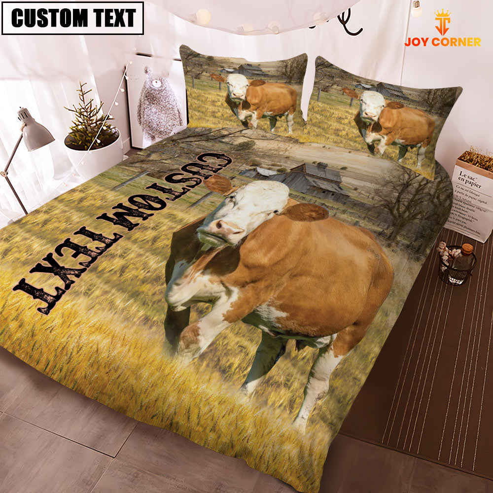 Personalized Name Fleckvieh Cattle On The Farm 3D Bedding Set
