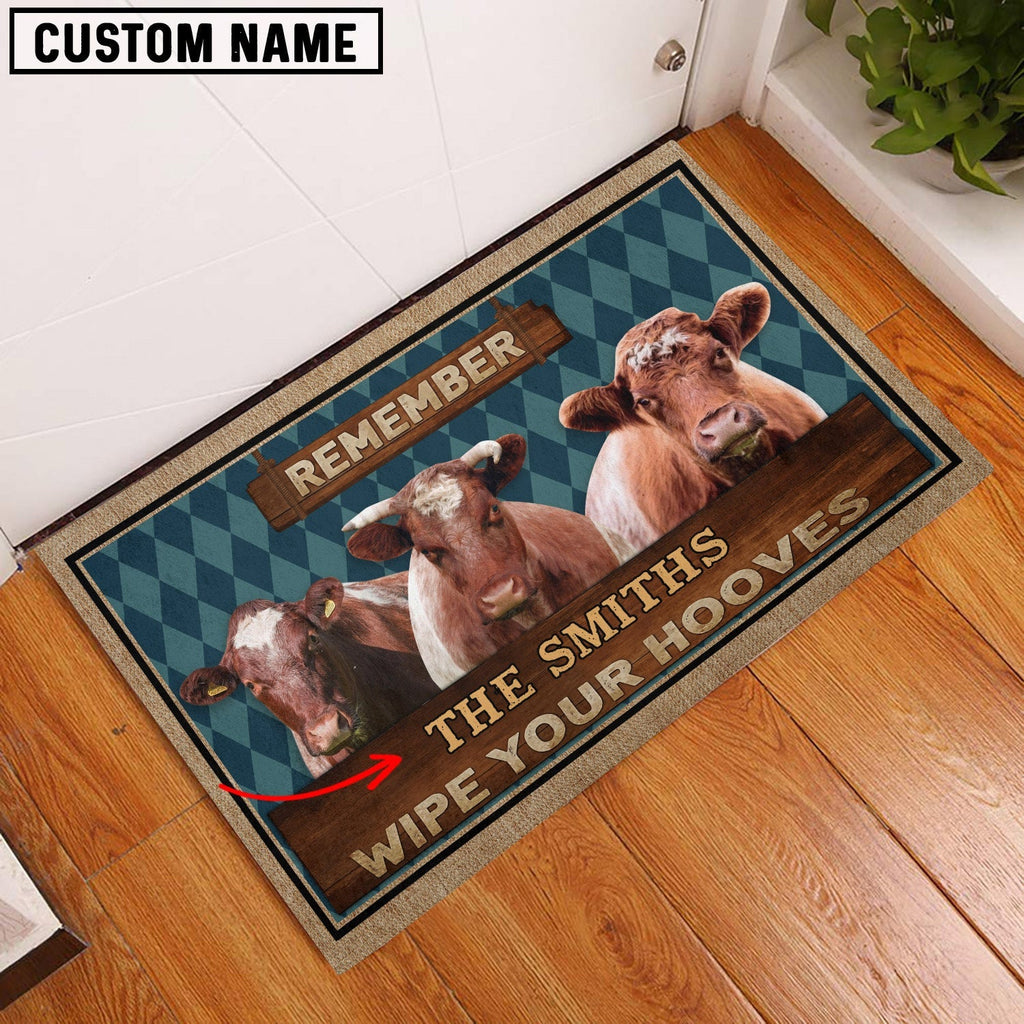 Shorthorn Wipe Your Hooves Custom Name Doormat