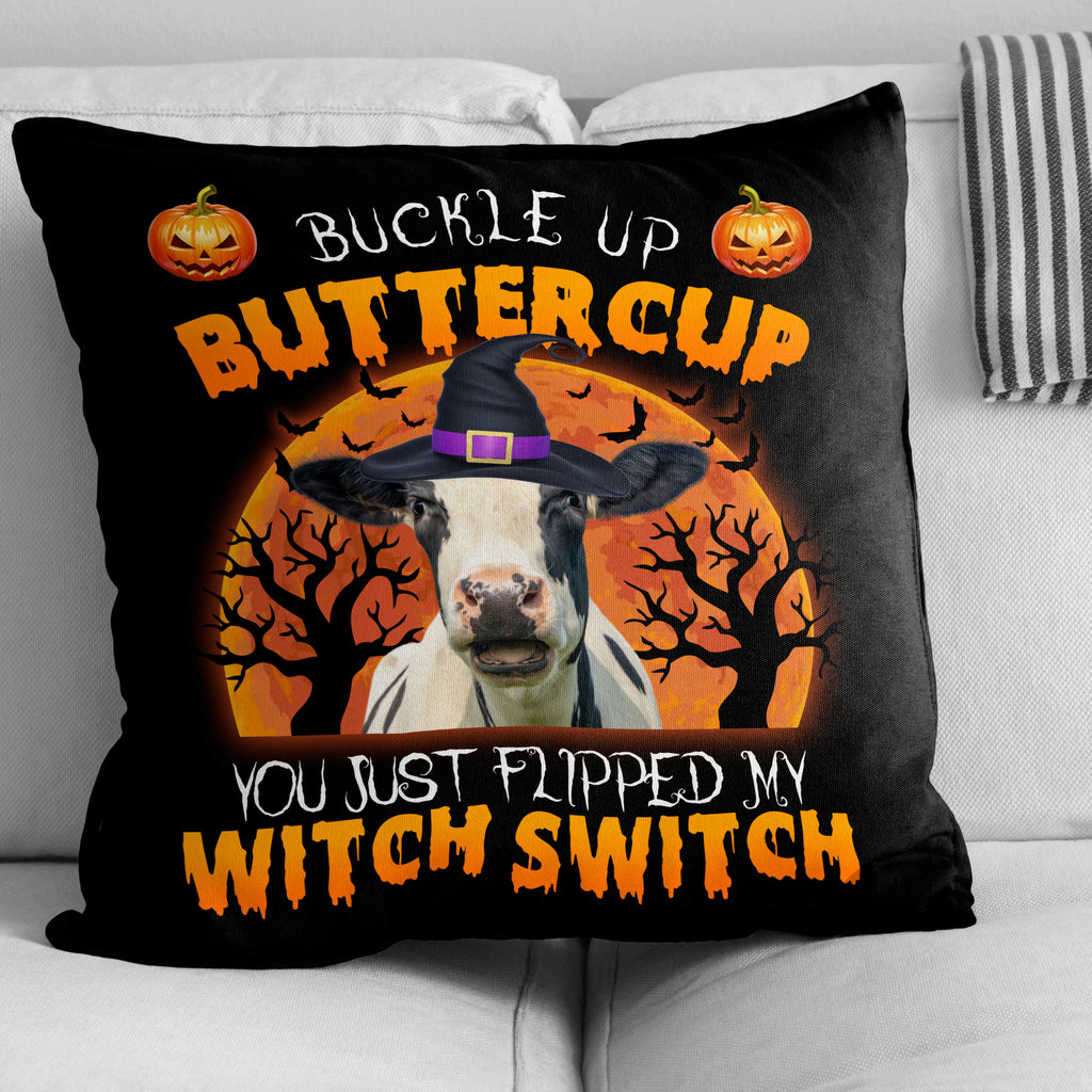 Happy Halloween Holstein Buckle Up Butter Cup Pillow Case