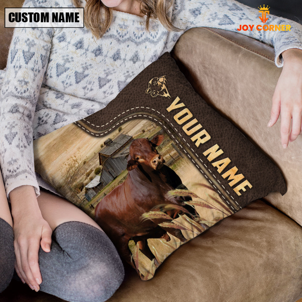 Beefmaster Custom Name Leather Pattern Pillow Case