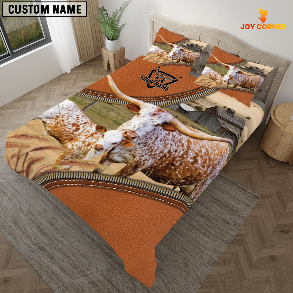 Texas Longhorn On The Farm Customized Name 3D Bedding Set
