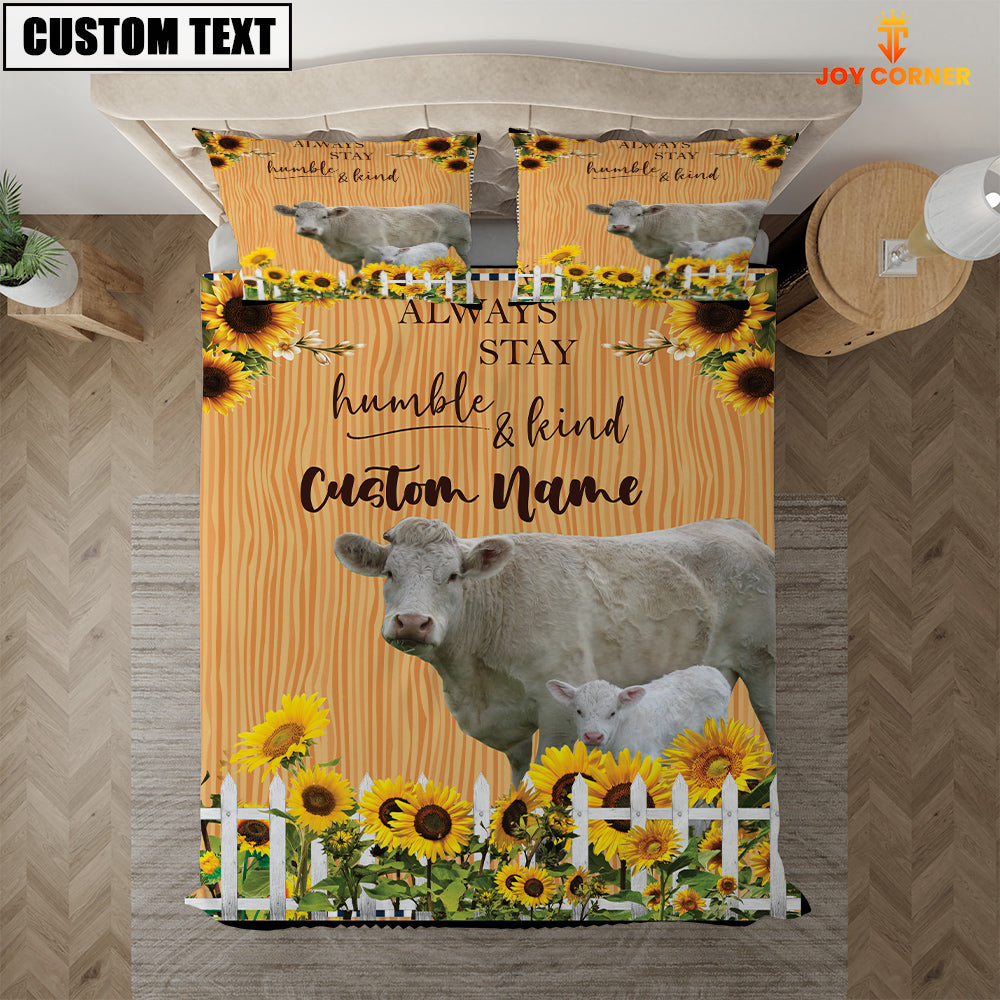 Charolais No Horn Stay Humble And Kind Custom Name Bedding Set