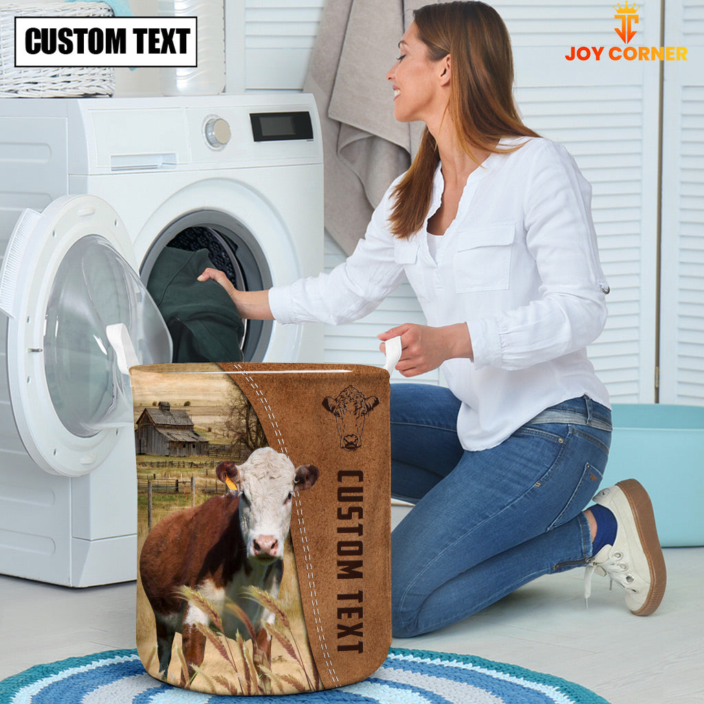 Hereford Brown Farm Custom Name Laundry Basket