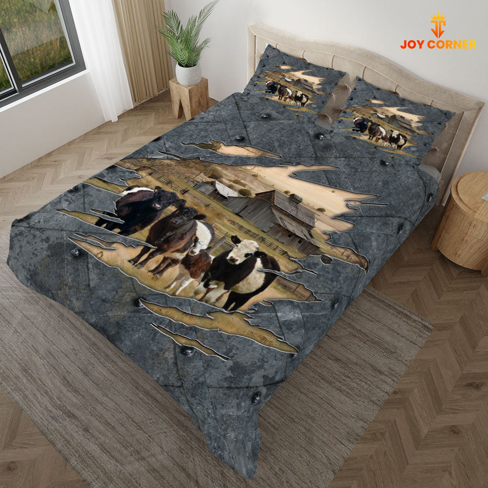 Belted Galloway On The Farm Customized Name Bedding Set