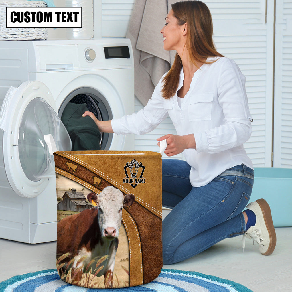 Hereford Cattle Brown Custom Name Basket