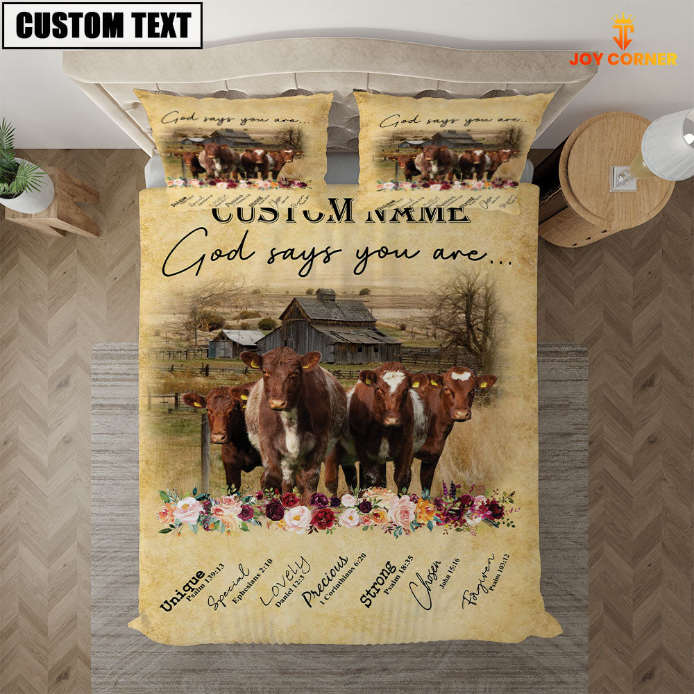 Shorthorn God Says You Are Custom Name Bedding Set