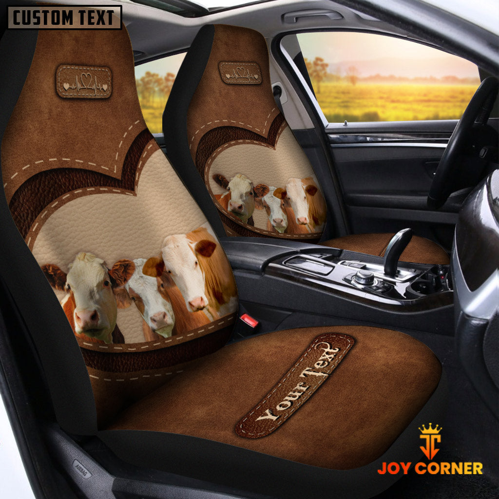 Simmental Pattern Customized Name Heart Car Seat Cover Set