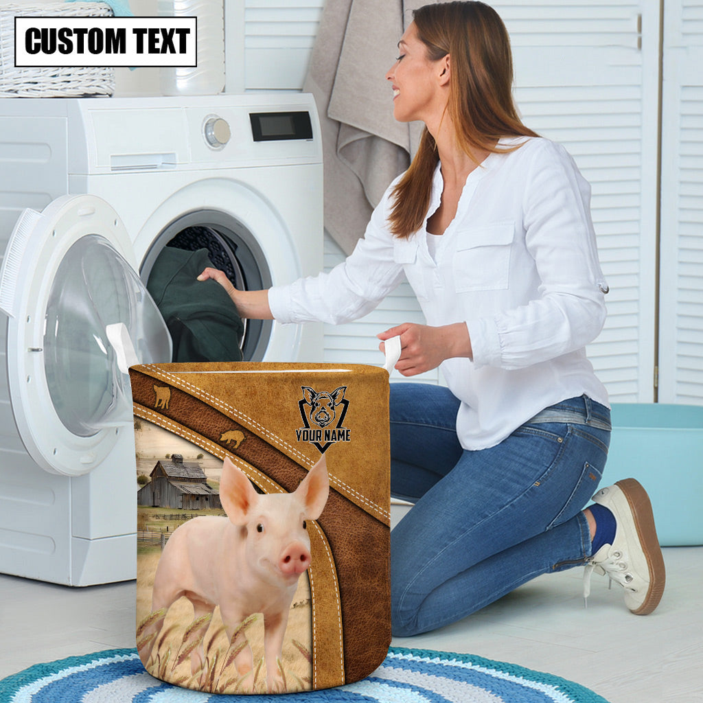 Pig Brown Custom Name Basket
