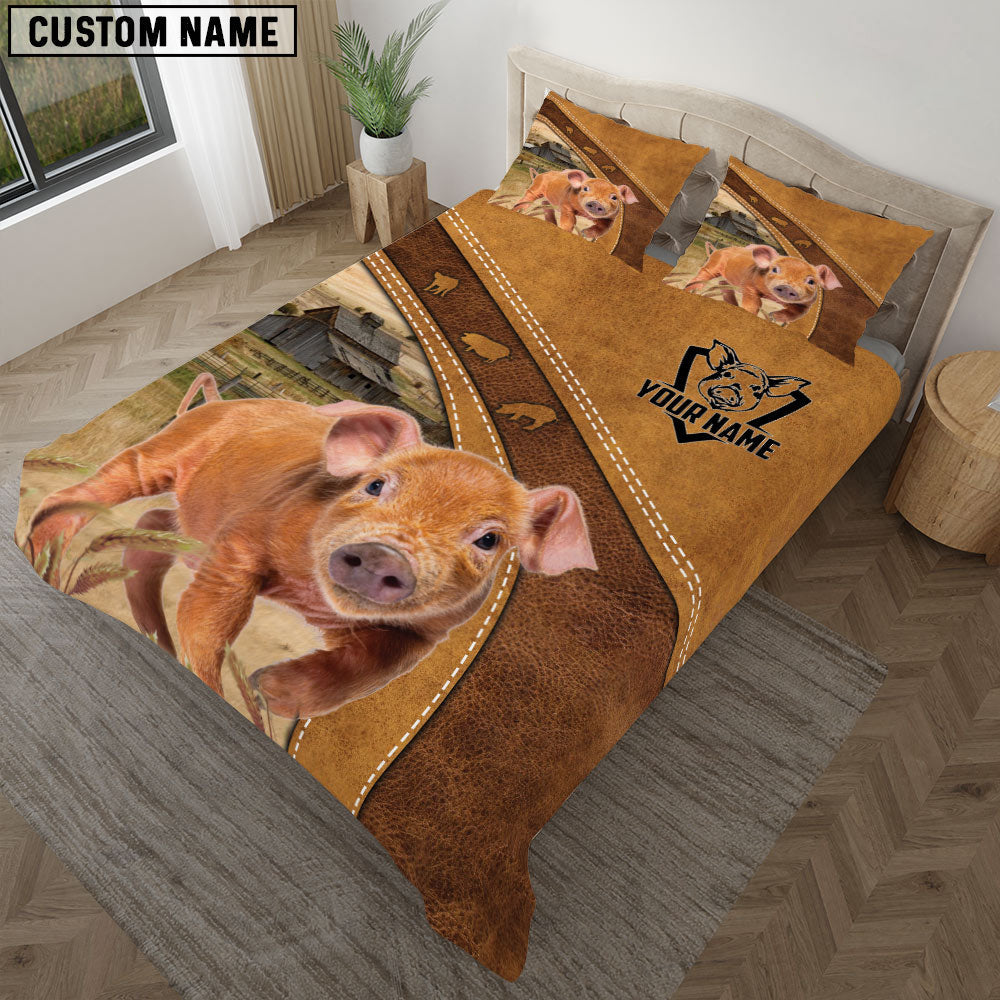 Custom Name Duroc Pig Bedding set