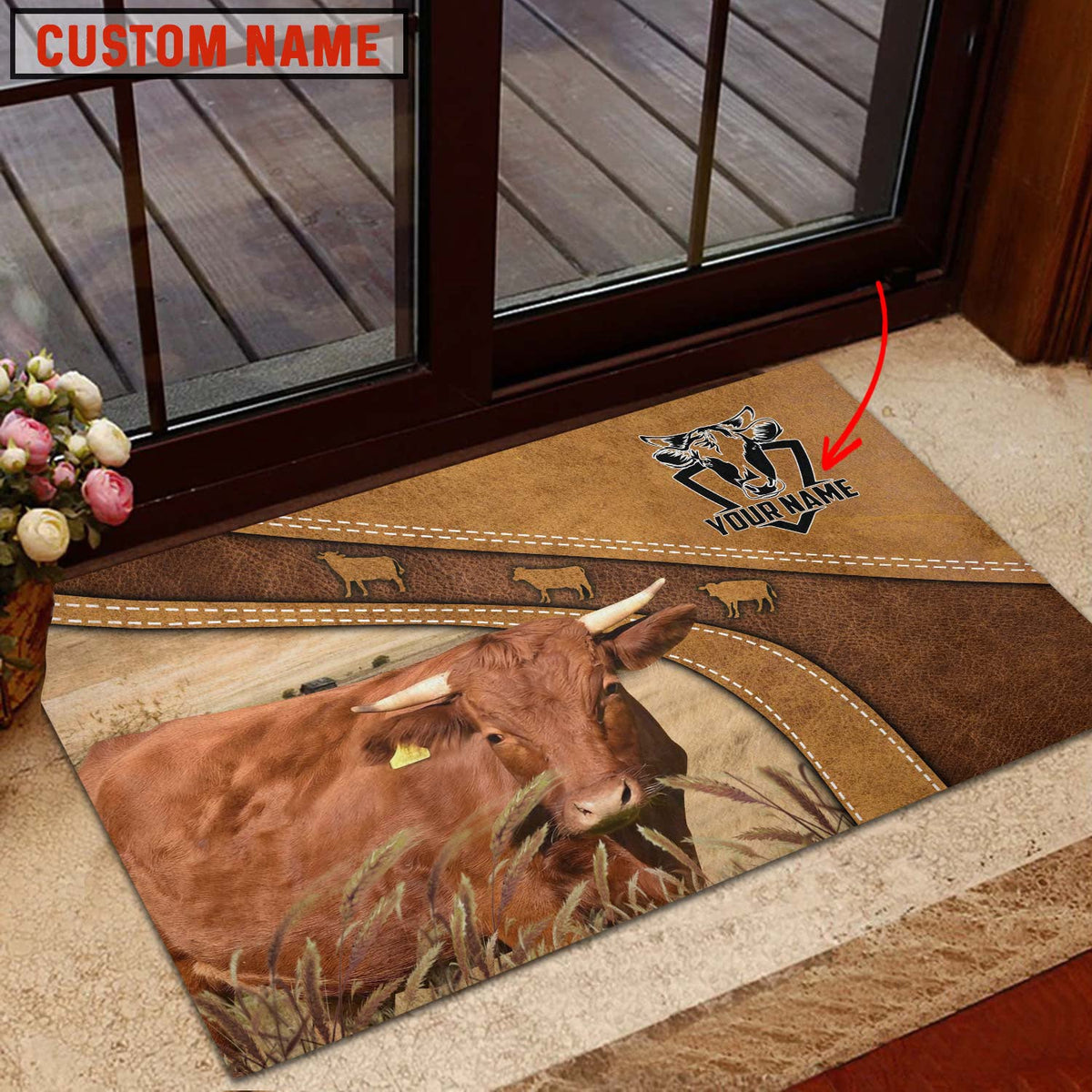 Irish Dexter Personalized - Welcome Brown Doormat