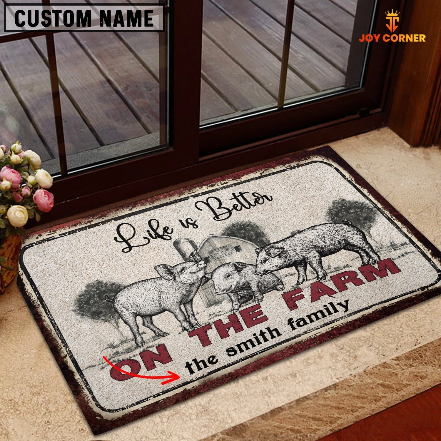 Pig Life is Better Custom Name Doormat