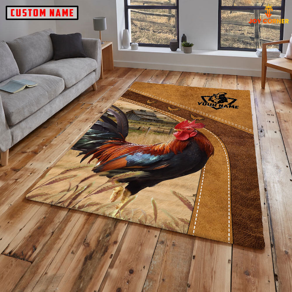 Chicken Farming Brown Personalized Name 3D Rug