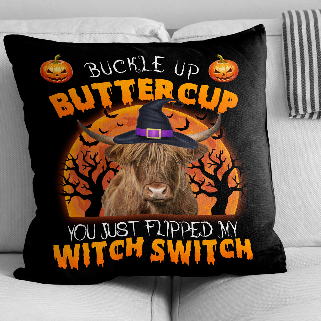 Happy Halloween Highland Buckle Up Butter Cup Pillow Case