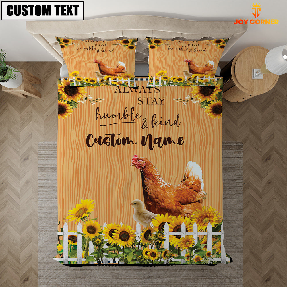 Chicken Stay Humble And Kind Custom Name Bedding Set